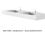 Plan double vasque bassin Design 60 cm, sur mesure, L. 160 à 200 cm x P. 40 à 60 cm, résine minérale ACRYSTONE® SOLID-SURFACE Finition lisse, Livraison Offerte et Rapide.